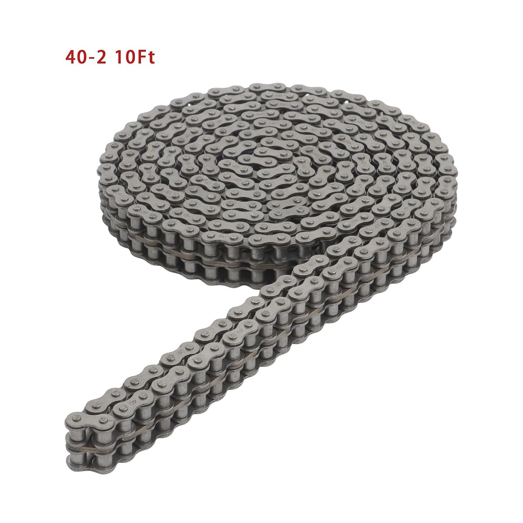findmall 40-2 Duplex Roller Chain, 10 Feet Carbon Steel, Double Strand