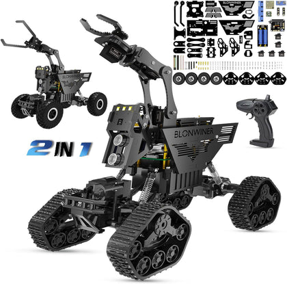 Robot Car Kit, 2 in 1 Smart Robotics Arm Building Toy for Raspberry Pi Python Coding, STEM Programming Tank Kits with