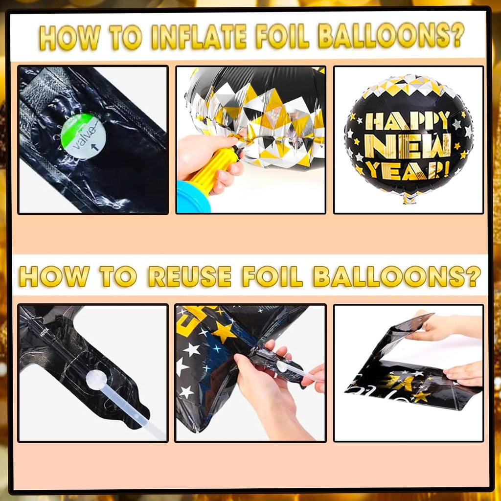 Happy New Years Eve Party Supplies 2026, 2026 New Year Decorations Kit, NYE Party Set with Foil Balloons Happy New