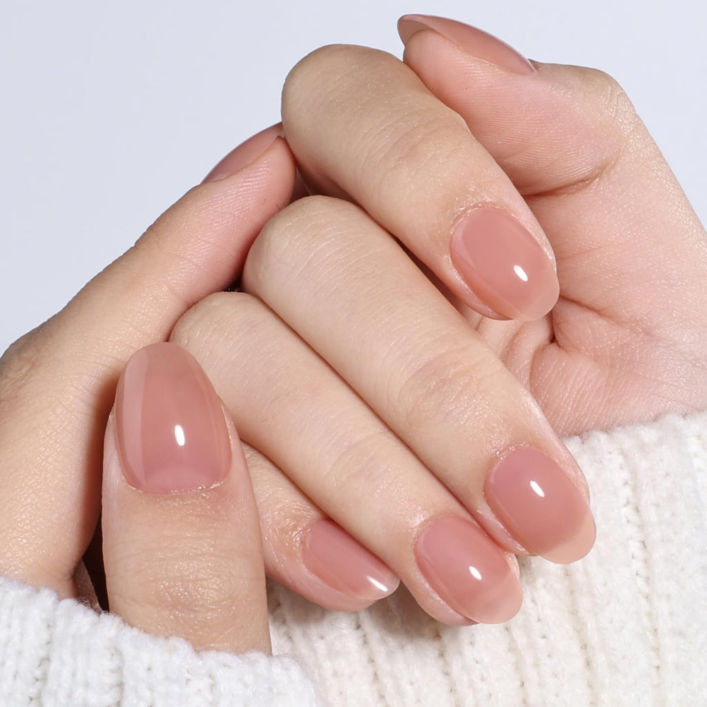 Nude Press On Nails Short Oval - Light Mocha Nails Fake Nails