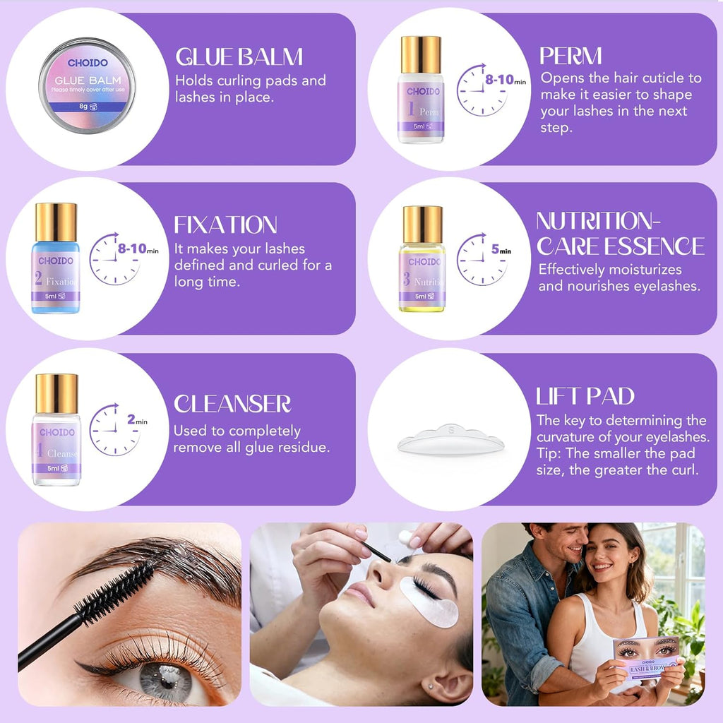 Lash Lift Kit - Eyelash Perm Kit - Eyebrow Lamination Kit, 2 in 1 Professional Eyelash Curling Lash Extension &