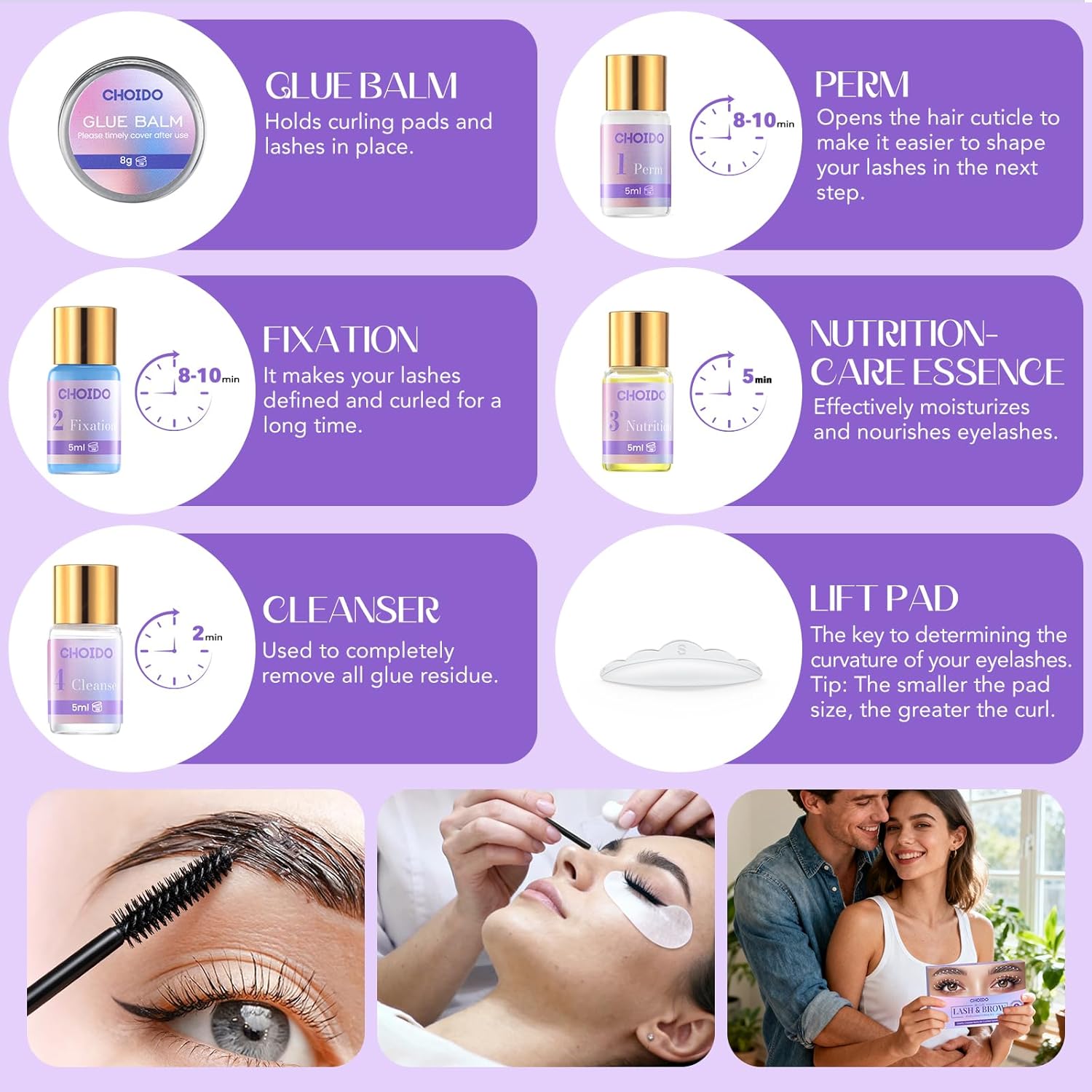 Lash Lift Kit - Eyelash Perm Kit - Eyebrow Lamination Kit, 2 in 1 Professional Eyelash Curling Lash Extension &