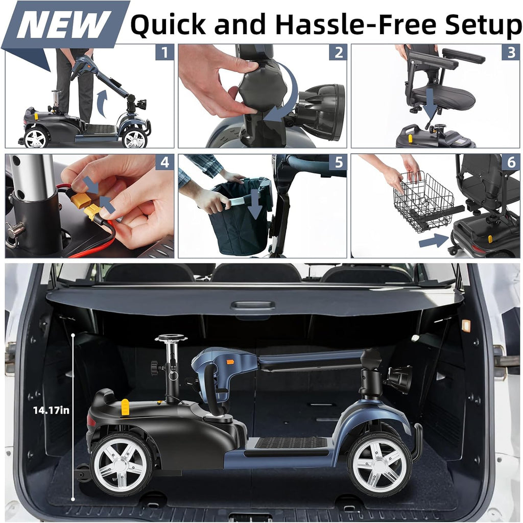 20 Miles 4 Wheels Mobility Scooter for Seniors/Adults Up to 300LBS,350W Electric Wheelchair Detachable Lithium
