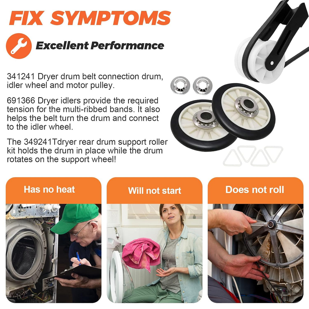 【Newest】 Upgraded 4392065 Dryer Maintenance Repair Kit by Beaquicy - Fit for Whirlpool Ken-More Crosley Admiral Amana