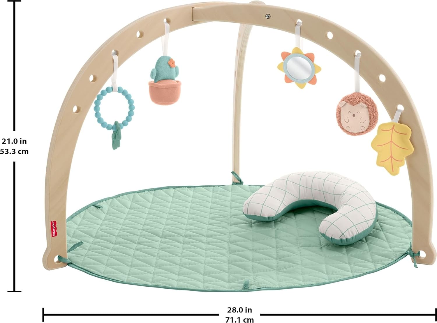 Fisher-Price Wood Baby Playmat Lay & Play Deluxe Activity Gym with Wooden Frame & Tummy Time Sensory Toys for