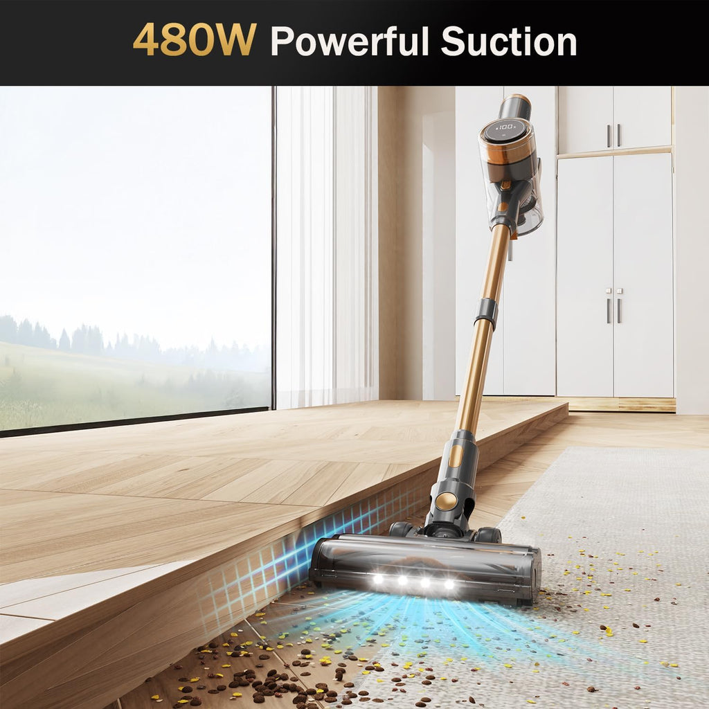 Cordless Vacuum Cleaner, 10-in-1 Lightweight Stick Vacuum with 45mins Runtime, Powerful Suction, LED Touch Screen