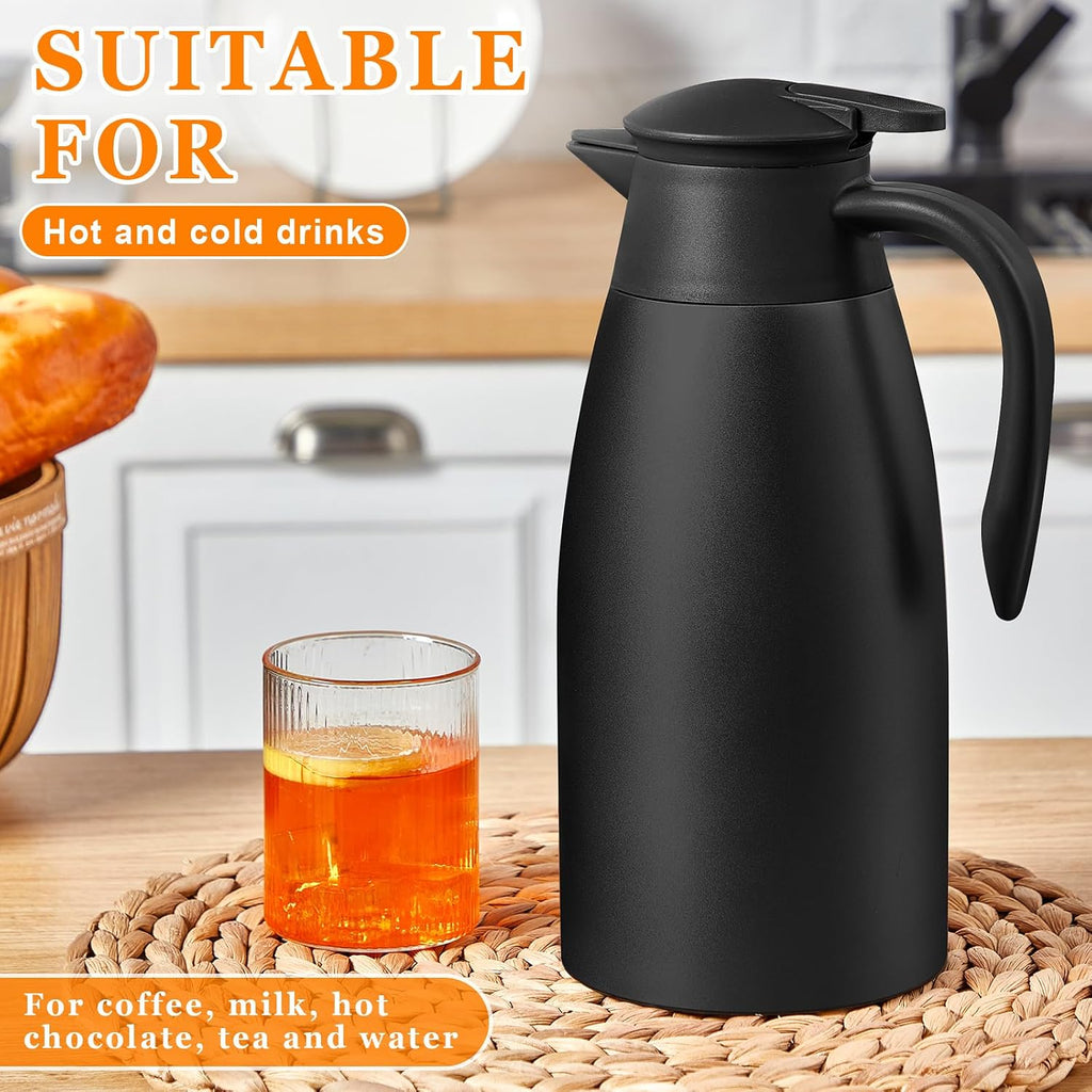 2 Pcs Thermal Coffee Carafe Creamer, Black, 68 oz