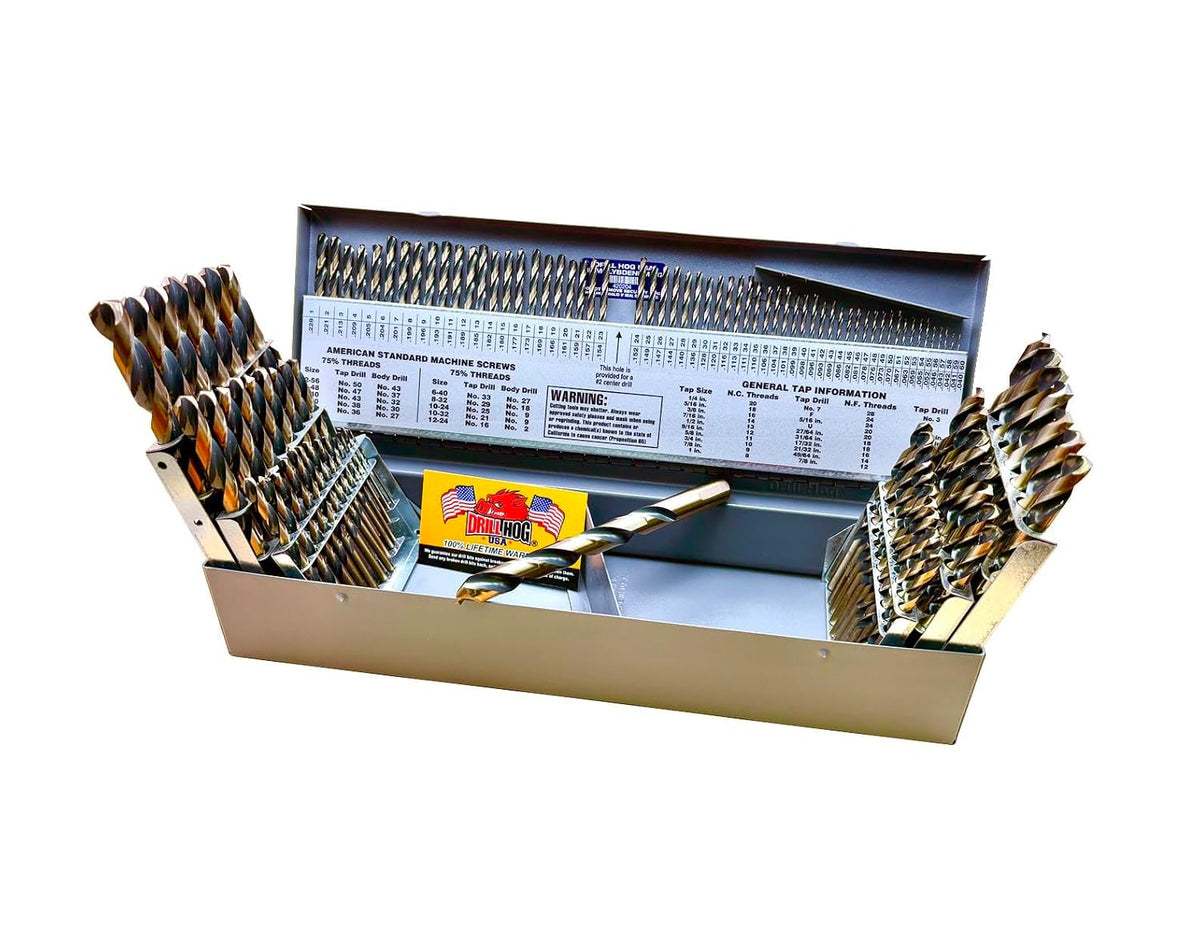 Drill Hog 115 Pc Drill Bit Set Letter Number Wire Gauge Hi-Molybdenum M7