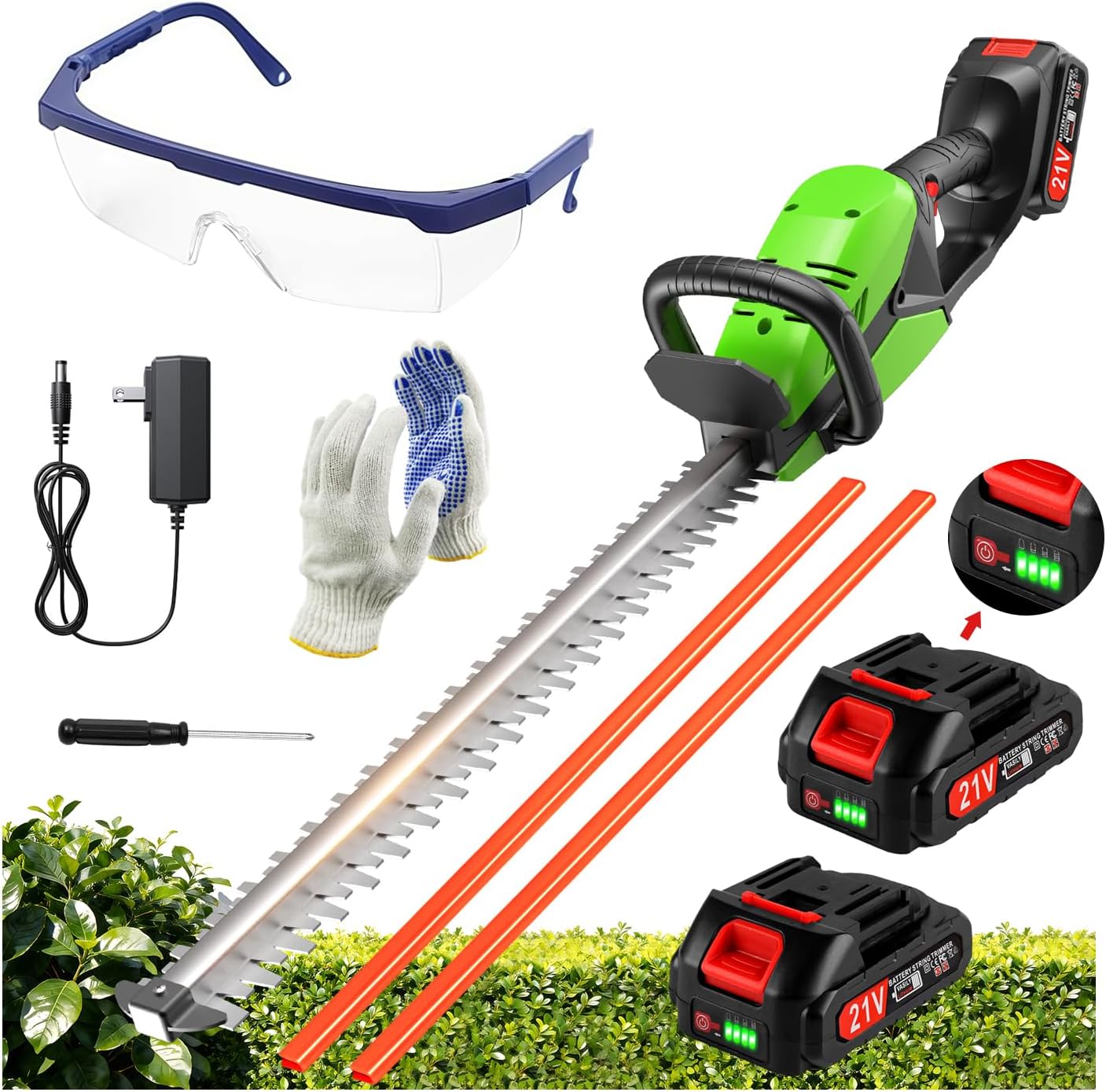 Electric Hedge Trimmers 21v Cordless Hedge Trimmer with Battery & Charger Included Handheld Electric Trimmers with