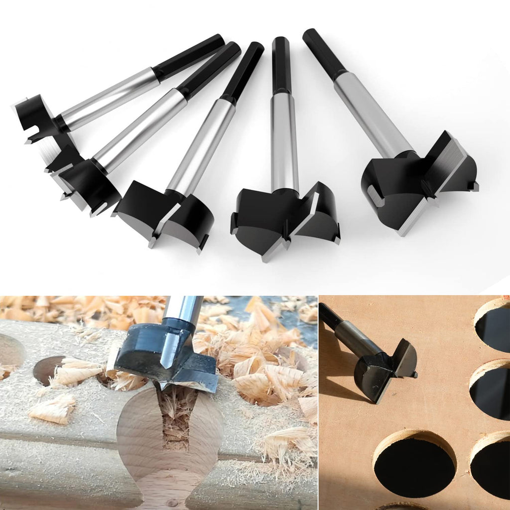 6PCS Large Size Forstner Bit set, 1-3/8Inch to 2-3/4Inch Carbide Tipped Forstner Drill Bit for Hard Wood, Wood