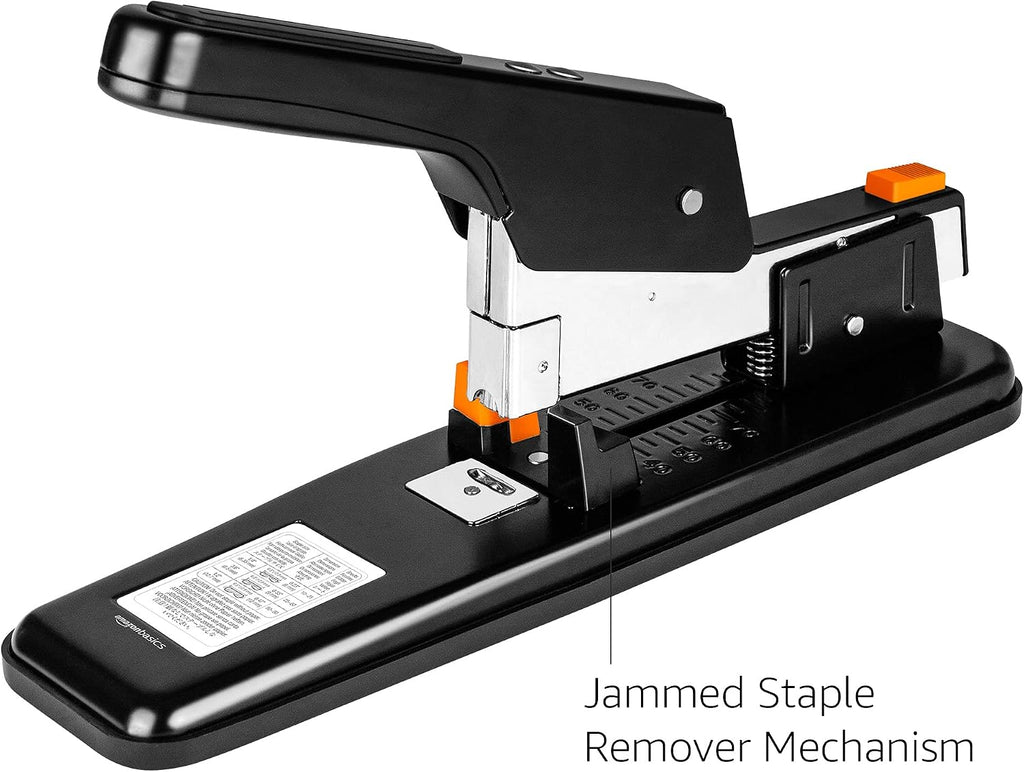 Heavy-Duty Stapler, 90 Sheets High Capacity, Non-Slip, Large Office Stapler with 1000 Staples, Black