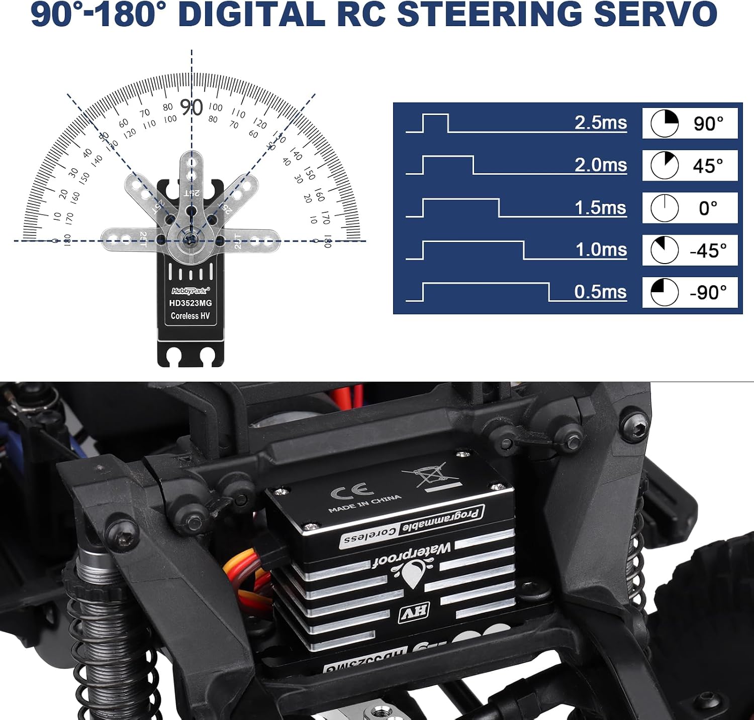 35kg RC Servo Waterproof High Torque Metal Gear Digital Stainless Steel Gears Aluminum Case for 1/7 1/8 1/10 RC