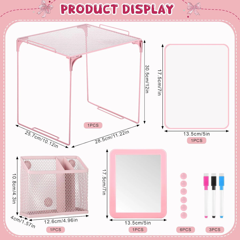 13 Pcs Pink Locker Accessories for Girls Locker Organizer Kit | Back to School Party Office School, Locker Shelf for