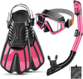 3 Window Snorkeling Gear for Kids Adults, 4 in 1 Snorkel Mask Fins Set with Snorkel Mask, Dry Top Snorkel, Adjustable