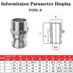 316 Stainless Steel 1 1/4" Camlock Fitting,Male & Female Thread