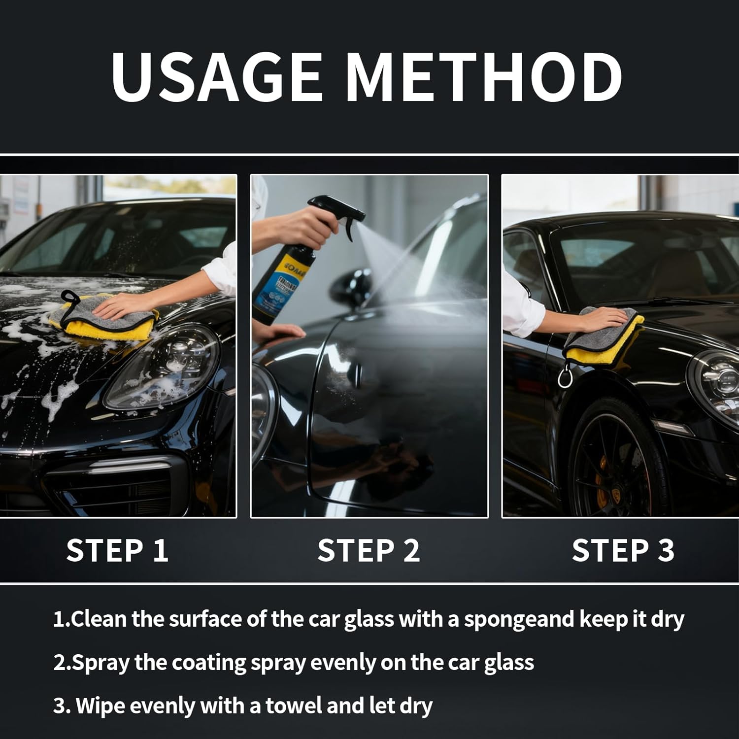 Ceramic Coating Spray (2 Pack), Hydrophobic Car Wax for High Gloss Paint Protection, Water Beading Sealant and Quick