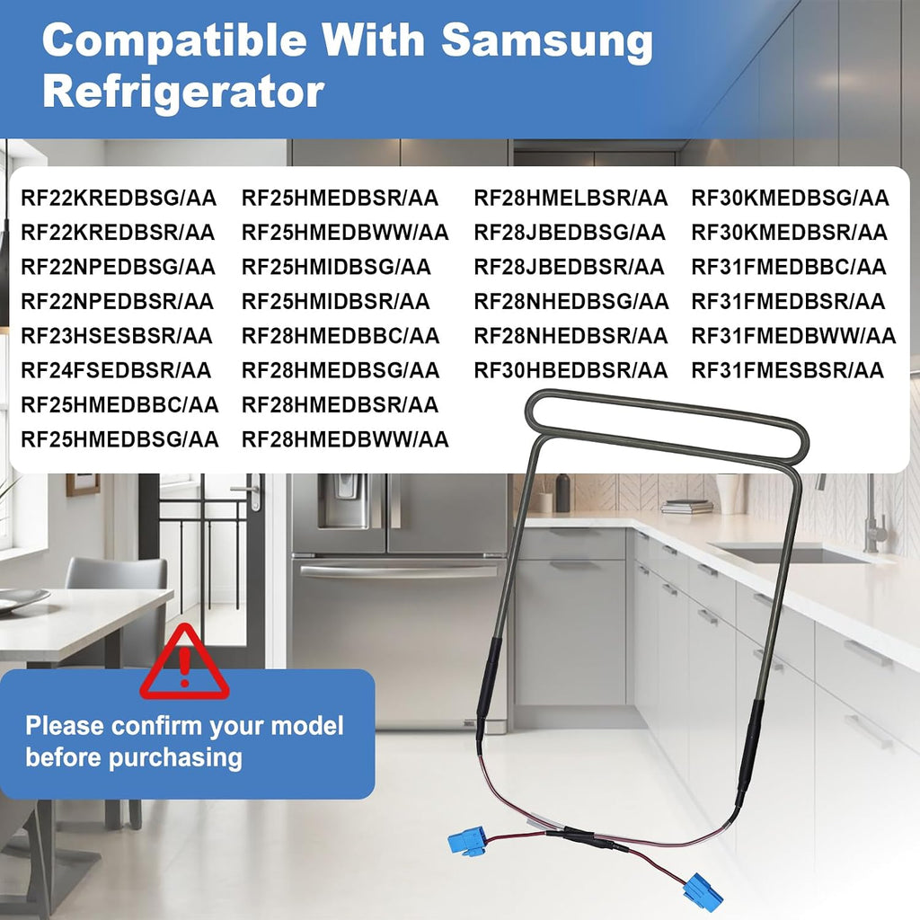 DA47-00434A Refrigerator Defrost Heater Assembly Compatible with Samsung RF28JBEDBSG/AA, RF25HMEDBSG/AA, RF24FSEDBSR/AA, RF22NPEDBSR/AA, RF30KMEDBSG/AA, Replaces 3955744,AP5585243,PS4140711,EAP4140711