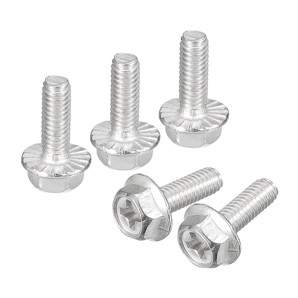 uxcell 10pcs M4x12mm Phillips Hex Head Flange Bolts, 304 Stainless Steel