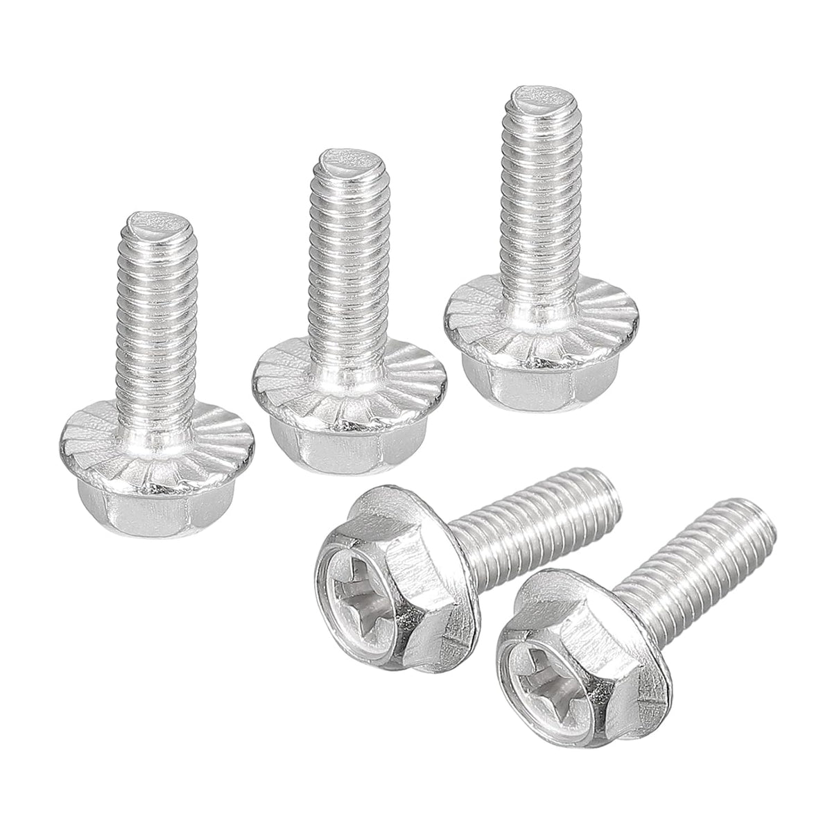 uxcell 10pcs M4x12mm Phillips Hex Head Flange Bolts, 304 Stainless Steel