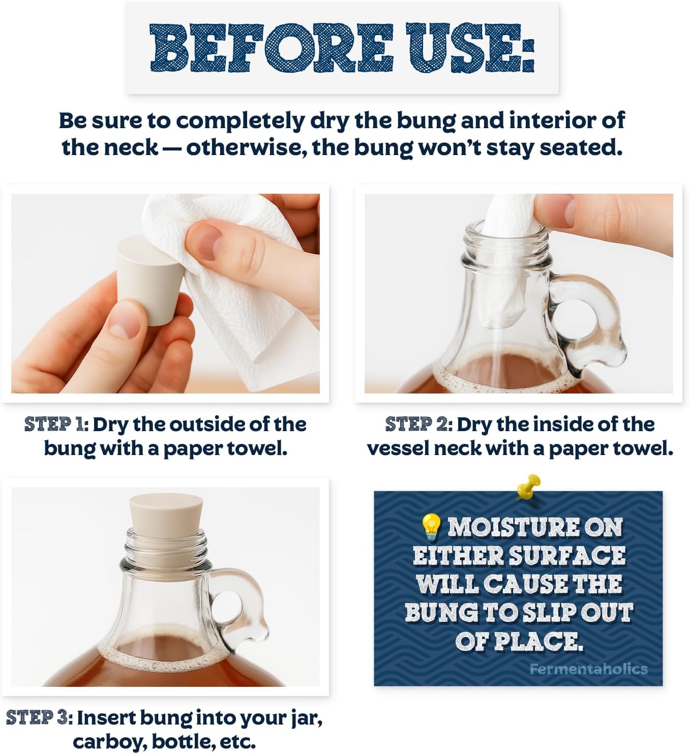 Fermentation TPE Rubber Stoppers – Drilled Bungs for Airlocks (#7.5 Drilled Stopper, 4-Pack)