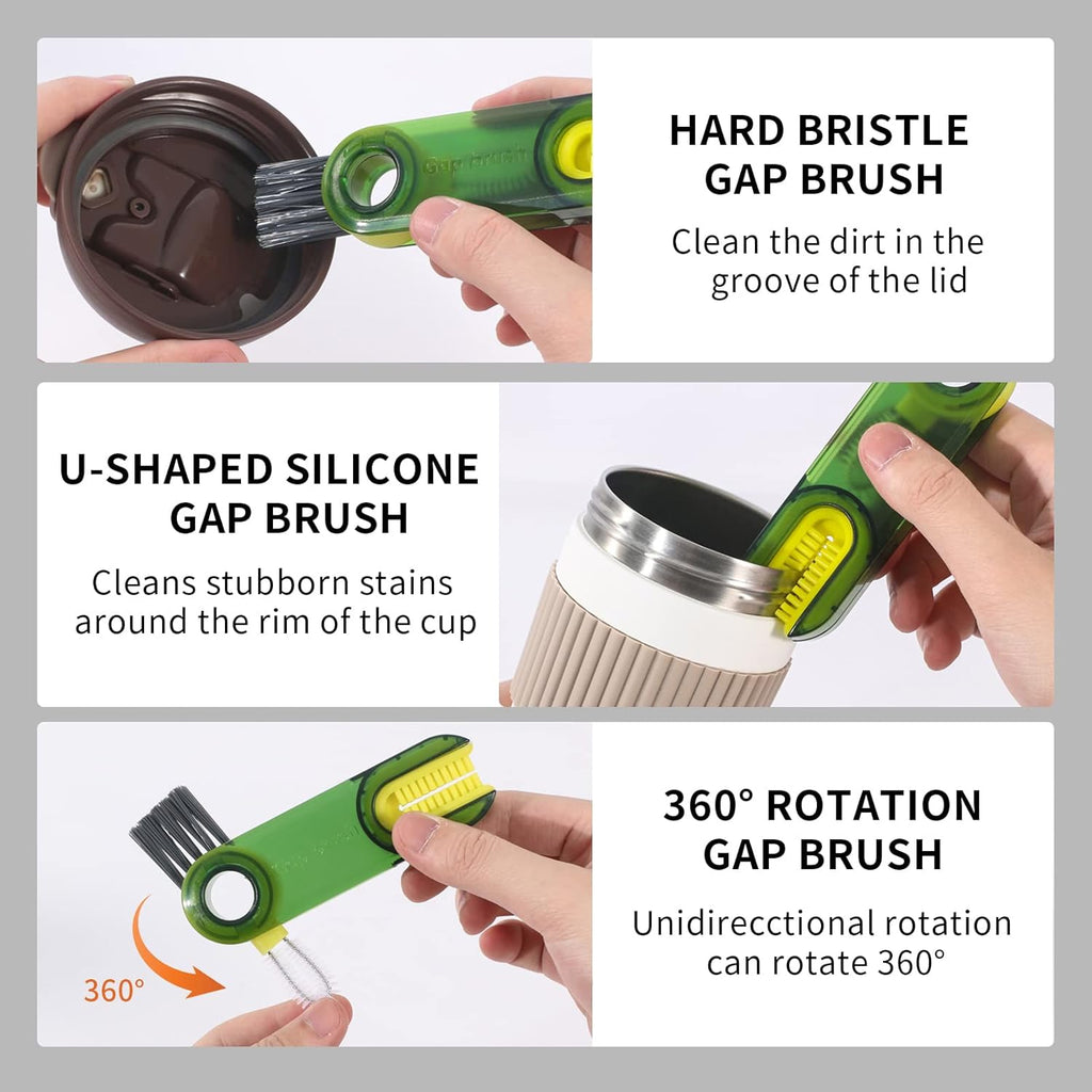 3 in 1 Cup Lid Gap Cleaning Brush Set, Multifunctional Insulation Bottle Cleaning Tools, Mutipurpose Tiny Silicone