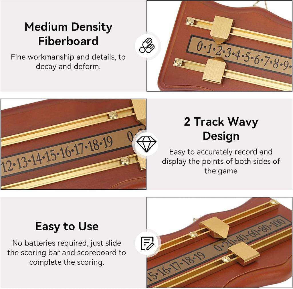 Billiard Game Scorer, 2 Track Wavy Billiard Score Board Medium Density Fiberboard and Metal Billiard Game Score