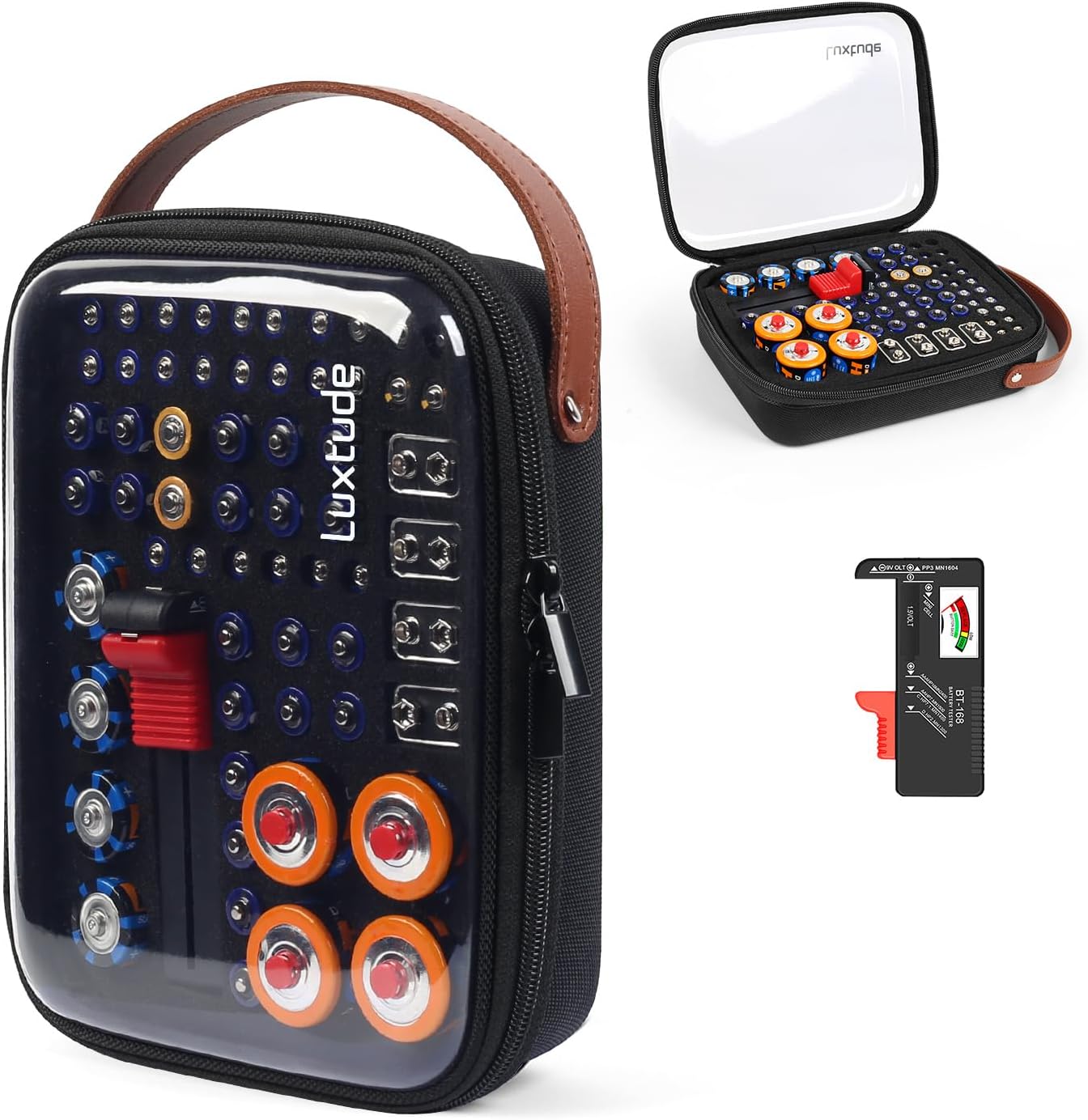Battery Organizer Storage Case with Tester, Clear Battery Storage Organizer | Hard Batteries Holder, Portable