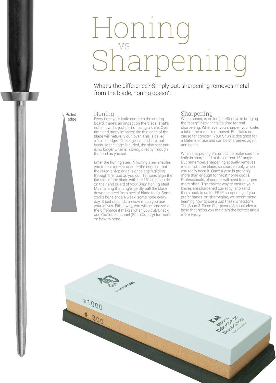 Cutlery 3-Piece Whetstone Sharpening System, Includes Whetstone, 9” Honing Steel and Bamboo Stand, Knife Sharpener
