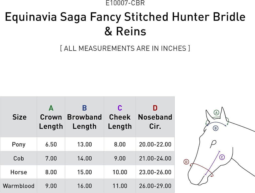 Saga Adjustable Padded Fancy Stitched Hunter Bridle with Reins