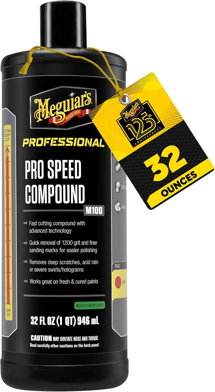 Professional M100 Pro Speed Compound, 32oz | Fast-Cutting Rubbing Compound for Cars, Offers Heavy Scratch & Swirl