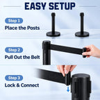 2 Pack 24" Stanchions Black, Low Profile Stanchions Crowd Control