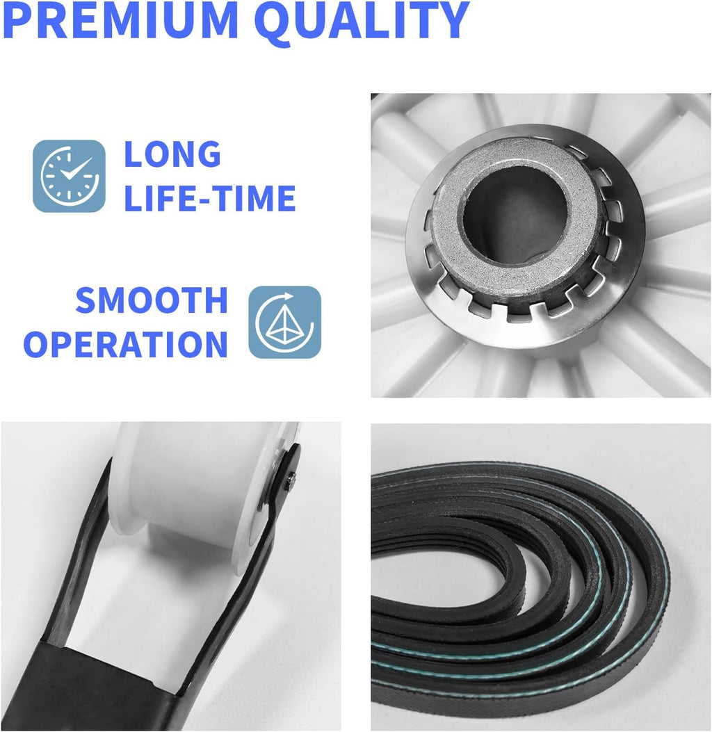 4392065 Dryer Repair Kit with 349241T Drum Roller Kit, 691366 Idler Pulley 341241 Belt Compatible with Whirlpool