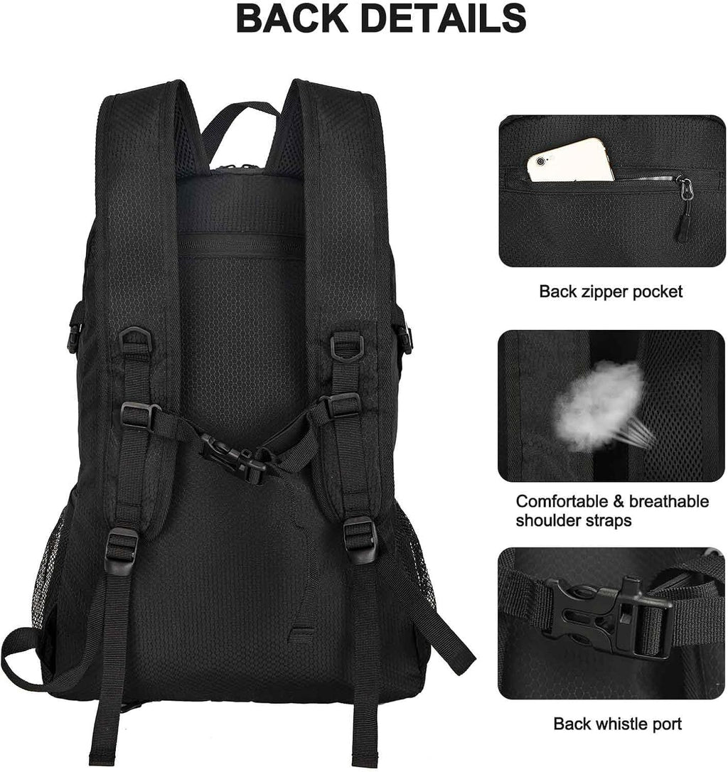 45L Hiking Backpack Lightweight Foldable, Waterproof Camping Backpack with Rain Cover & Hiking Pole Mat Carrying