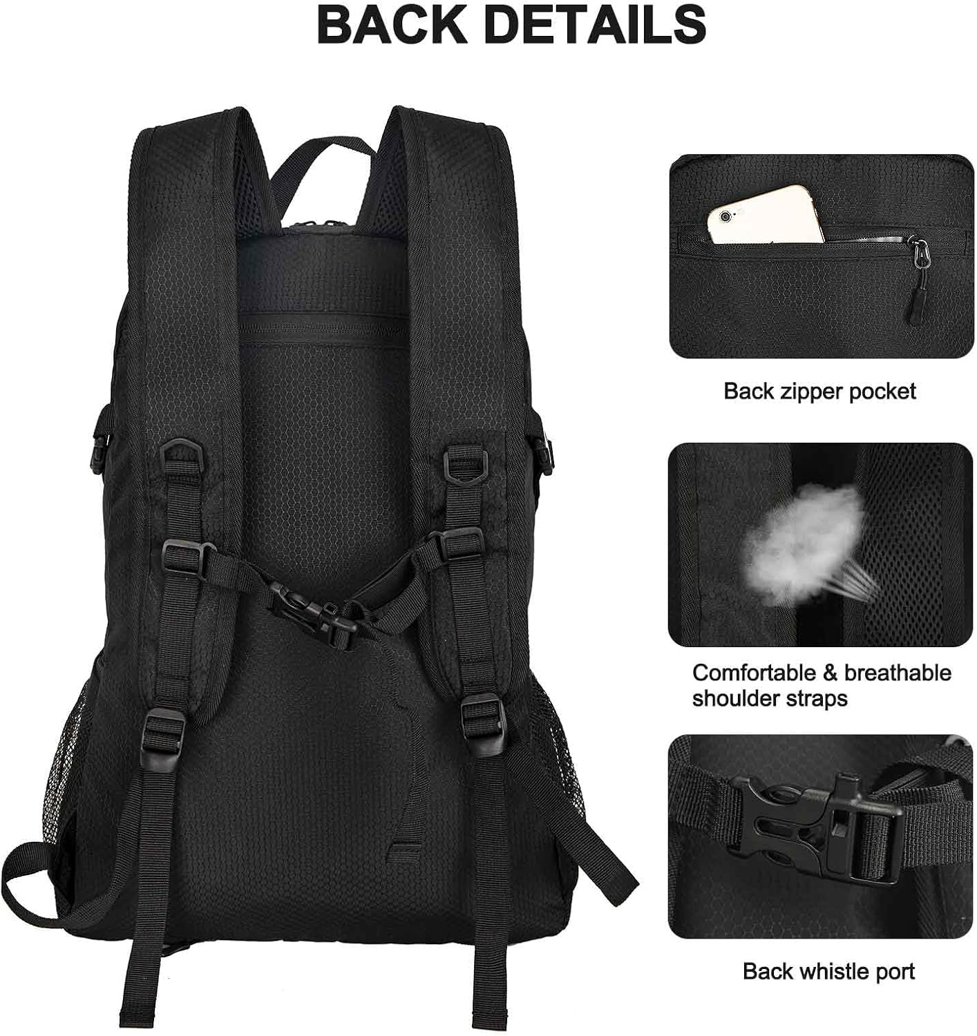 45L Hiking Backpack Lightweight Foldable, Waterproof Camping Backpack with Rain Cover & Hiking Pole Mat Carrying