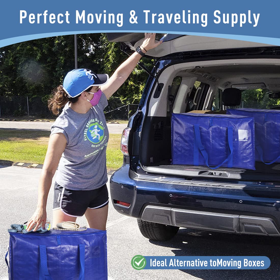 Moving Bags Heavy Duty Extra Large Cube Storage Tote for Space Saving, Traveling Organizer, with Zippers & Strong