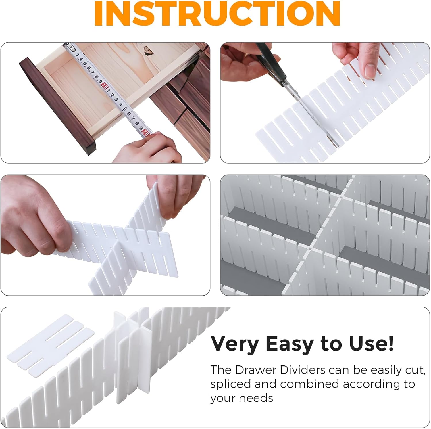 Plastic Drawer Dividers Adjustable Drawer Organizer Dividers Separator for Tidying
