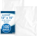 12" X 15" Open-End Flat Poly Bags (100 Count) - 1.1 Mil Clear Plastic