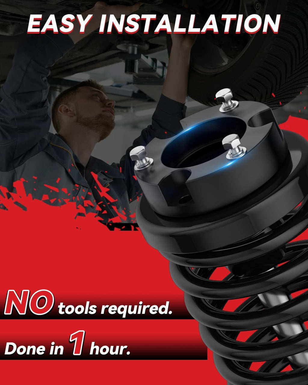 PROEZE 2.5" Leveling Lift Kits for 2005-2023 Tacoma 2WD 4WD, 2003-2023 4Runner 2WD 4WD and 07-15 FJ Cruiser 2WD 4WD, 2.5 inch Forged Front Strut Spacers Leveling Kits