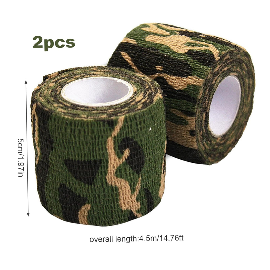Camouflage Tapes, 2PCS 14.8ft Long self-Adhesive Camo Wrap, Elastic Camo Duct Tape, Cuttable Reusable Form Tape for