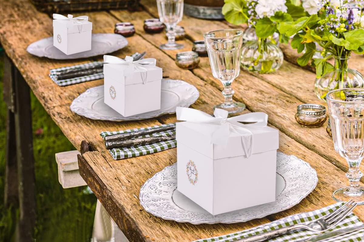 12Pack Small Gift Boxes with Lids, White Gift Boxes with Ribbon for Birthday, Present Packing, Party Favor, Candle