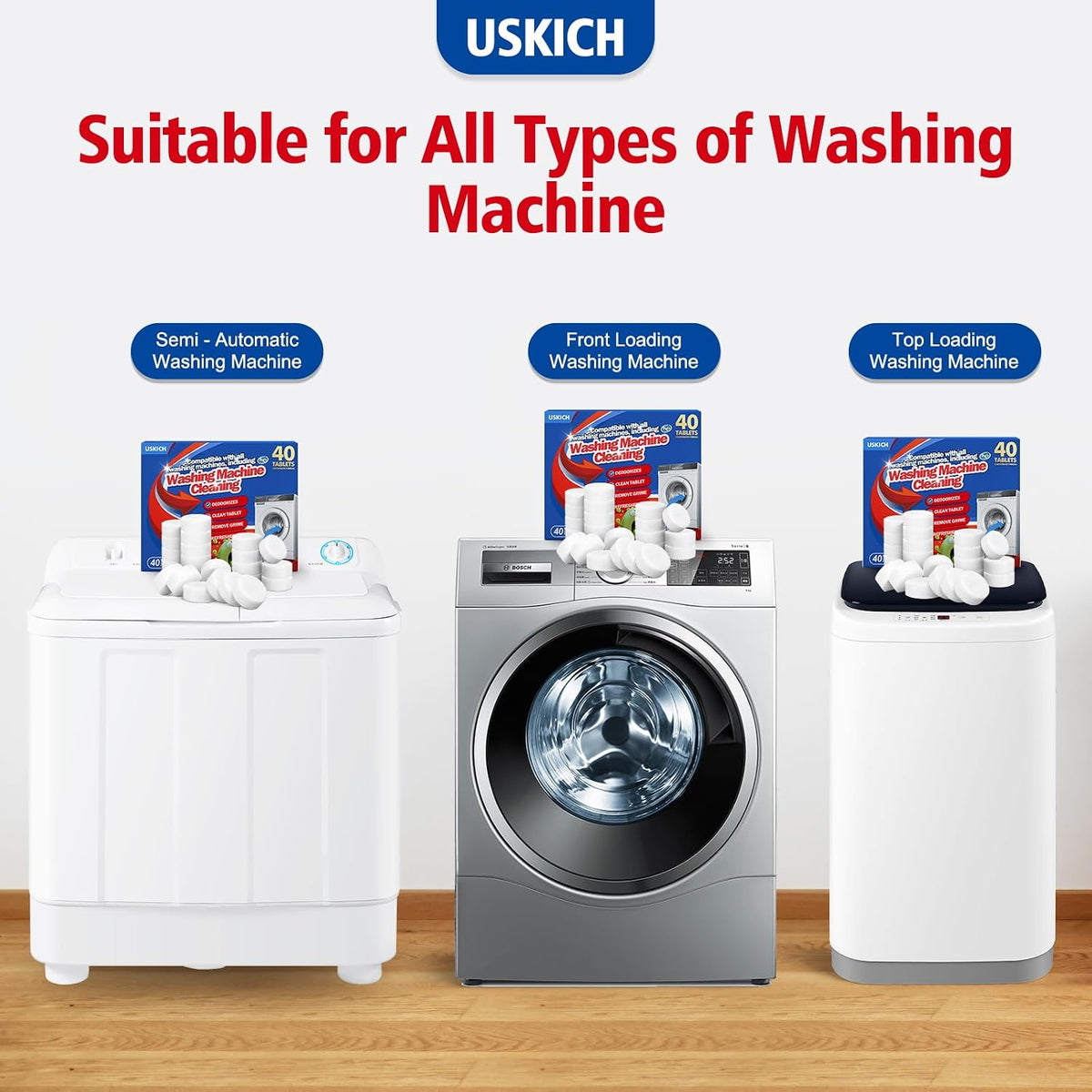 40 Pack Washing Machine Cleaner Tablets,Deep Cleaning Descaler For HE Front Loader & Top Load Washer,Washer Machine