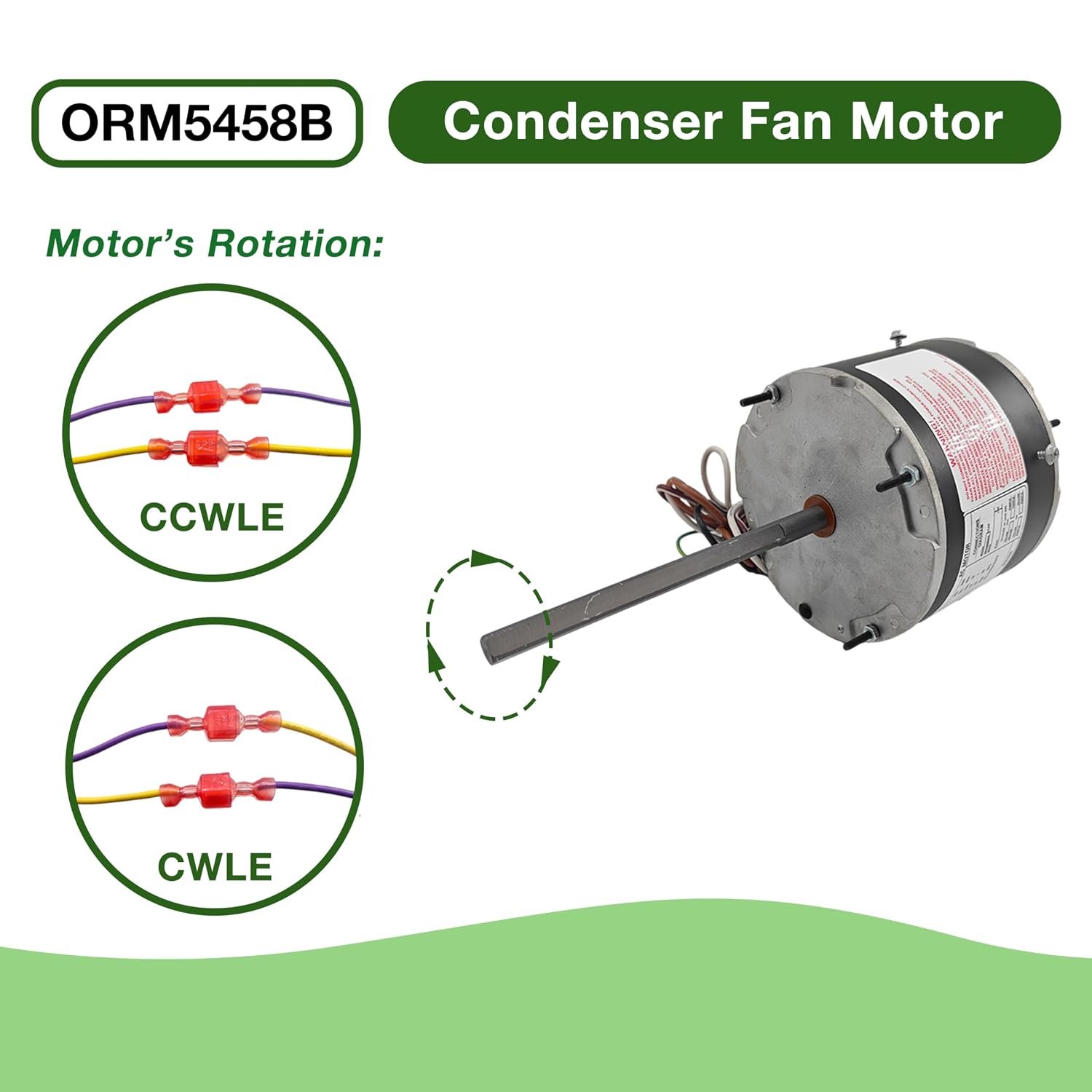 ORM5458B Condenser Fan Motor 1/3 – 1/6 HP 1075 RPM 208-230V 2.0A | Ball Bearing Compatible with A.O. Smith F48U23A01