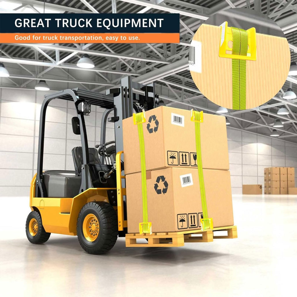 24Pack Flatbed Strap Protector Corner Edge Protector Plastic Yellow for Cargo Loads Box Truck Equipment Webbing to