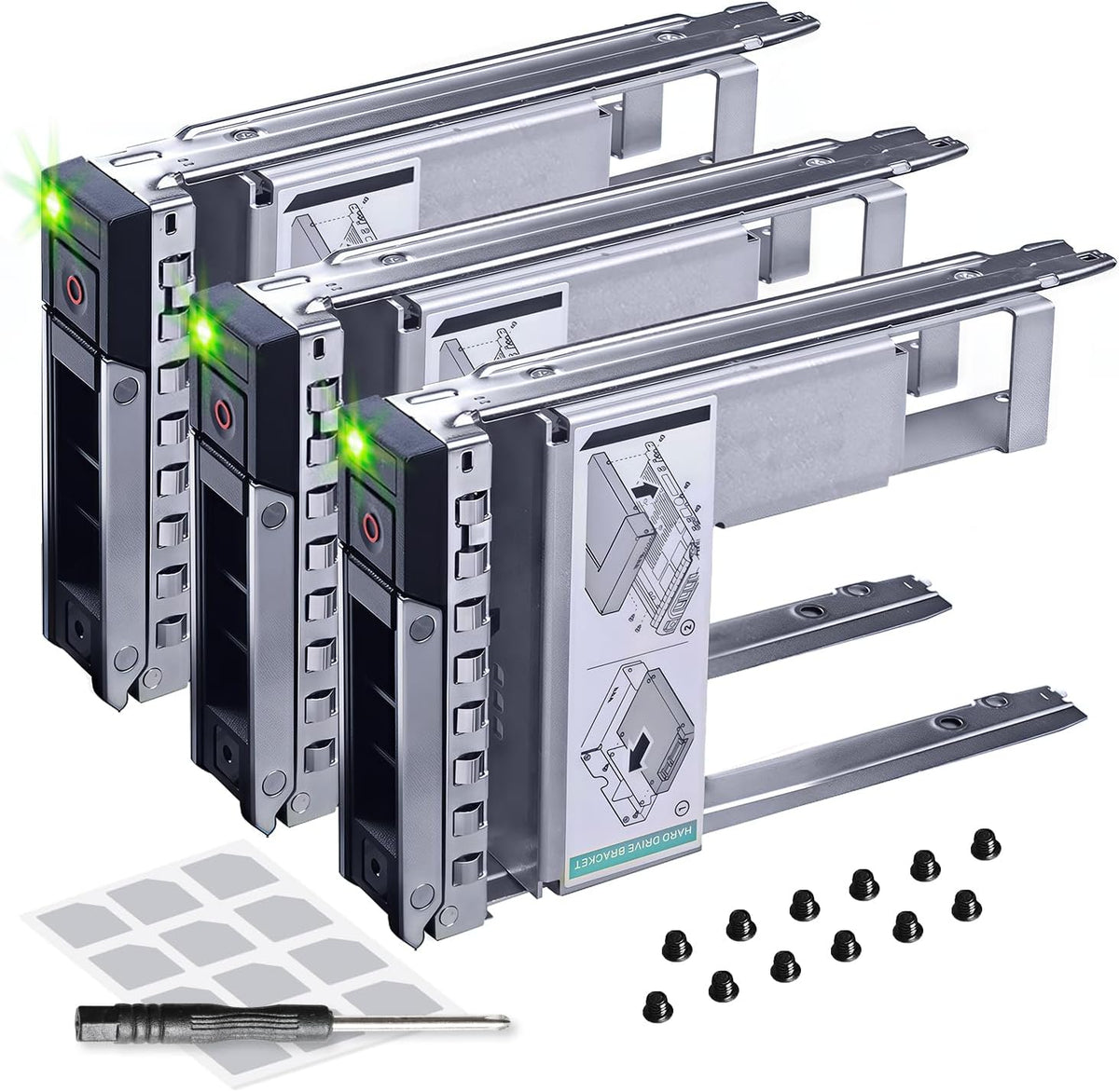 DRIVECADDY 3-Pack 3.5" LFF Caddy with 2.5" Adapter - fits Dell PowerEdge