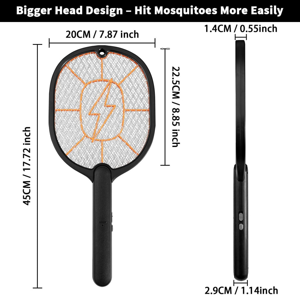 2-Pack Electric Fly Swatter, Black & Gray, AA Battery Operated Bug Zapper Racket for Indoor/Outdoor Use, Mosquito &