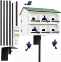12 Room Purple Martin House with Pole，15 Ft Martin House Pole Kit