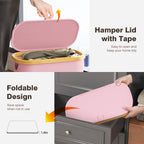 Slim Laundry Hamper with Lid, 75L Small Laundry Basket, Pink