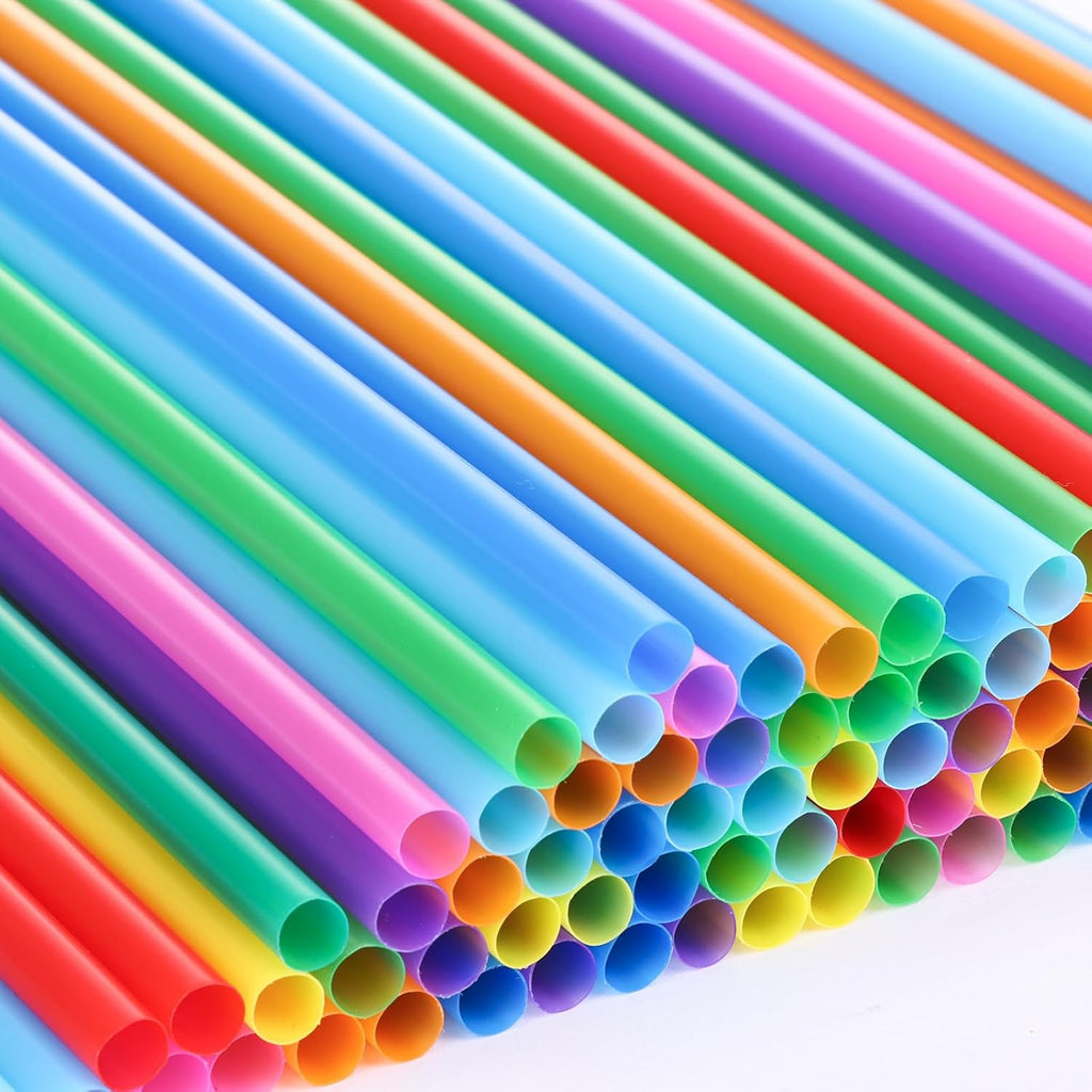 10.3" Disposable Plastic Drinking Straws, 250 Pack, Colorful
