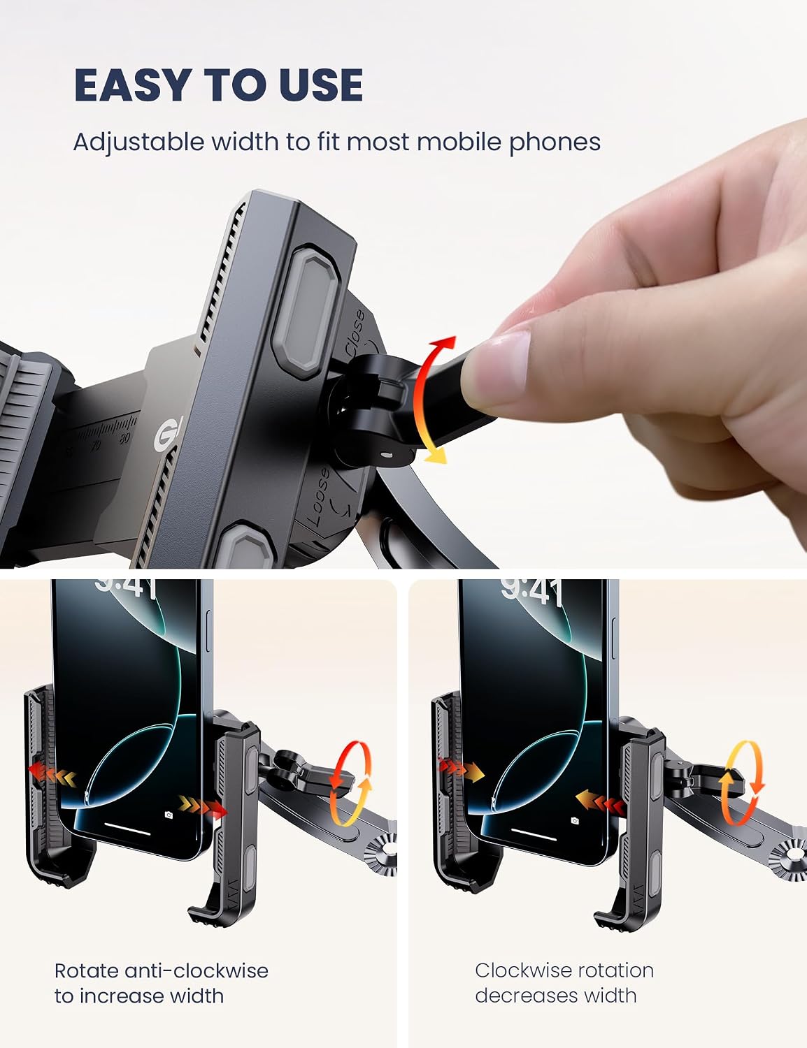 Motorcycle Phone Mount, 1S Quick Release. Anti Shake Motorbike Phone Holder for 4.0-7.0 Inch Smartphone for