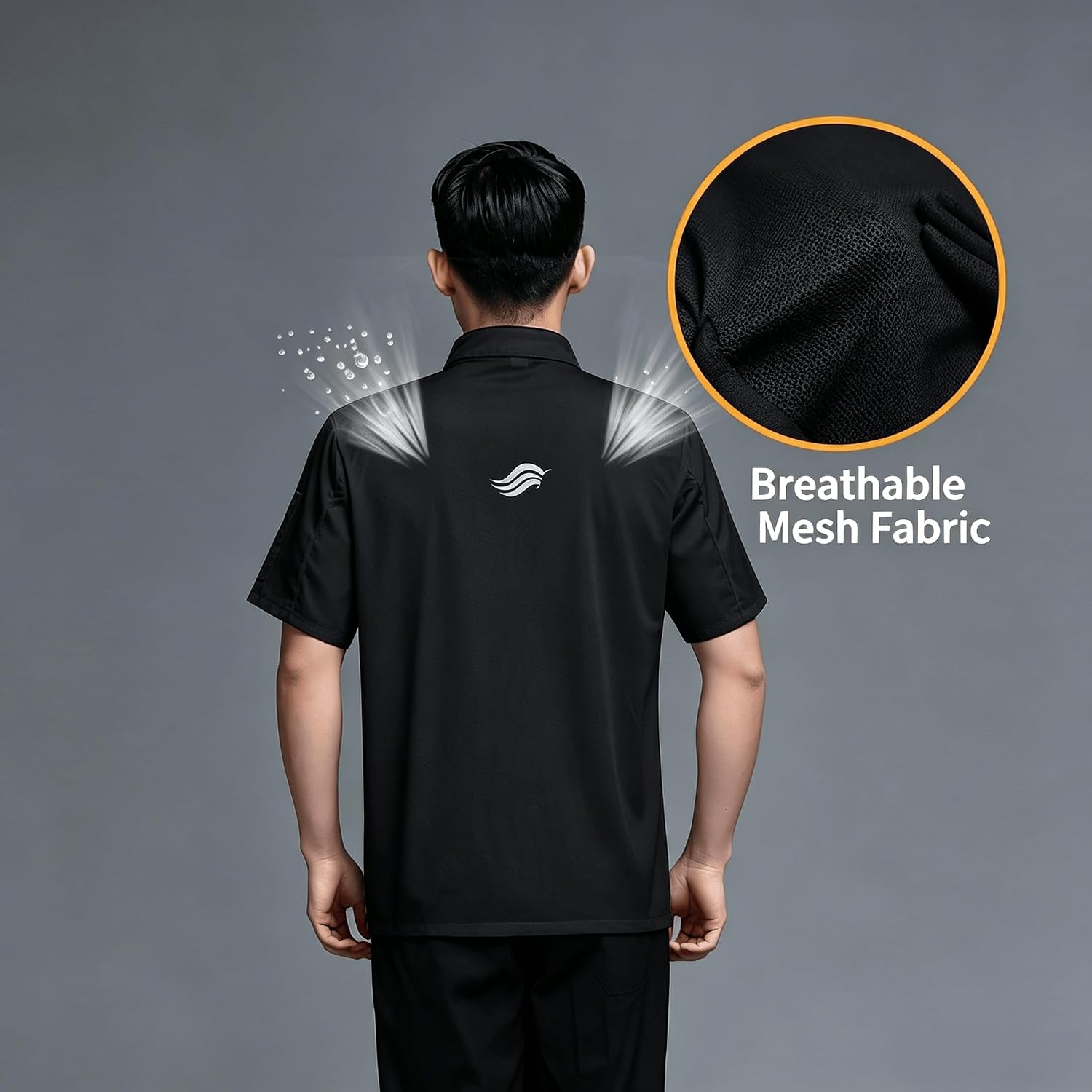 Men's Chef Coat Uniform Short Sleeve Chef Jacket Breathable Chef Uniform for Kitchen, Restaurant, Bakery